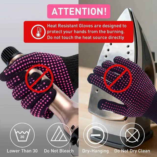 Alt view image 7 of 7 - 4 Pieces Heat Resistant Gloves with Silicone Bumps for Hair Styling Heat Blocking Gloves for Curling,Flat Iron and Hair Styling Toolsfor Hair Styling Sublimation