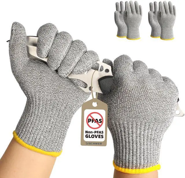 Main image of 2 Pairs High Level ANSI A7 Cut Resistant Gloves, Food Grade Cutting Gloves for Chef, Mandoline Glove for Kitchen Meat Cutting, Wood Caving, Ambidextrous, Breathable & Heat Resistant, PR1508, M