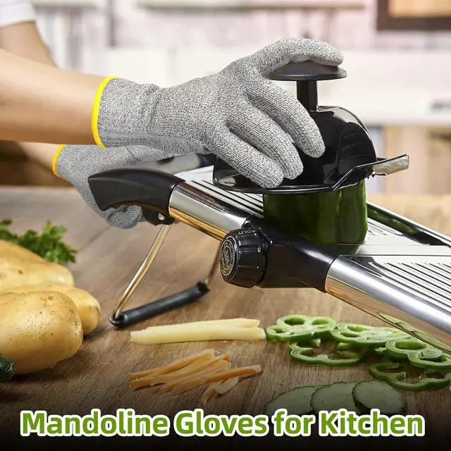 Alt view image 5 of 7 - 2 Pairs High Level ANSI A7 Cut Resistant Gloves, Food Grade Cutting Gloves for Chef, Mandoline Glove for Kitchen Meat Cutting, Wood Caving, Ambidextrous, Breathable & Heat Resistant, PR1508, M