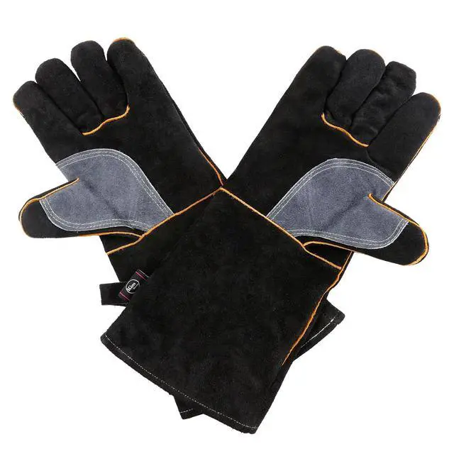 Alt view image 2 of 7 - Extreme Heat & Fire Resistant Gloves Leather with Kevlar Stitching,Mitts Perfect for Fireplace, Stove, Oven, Grill, Welding, BBQ, Mig, Pot Holder, Animal Handling