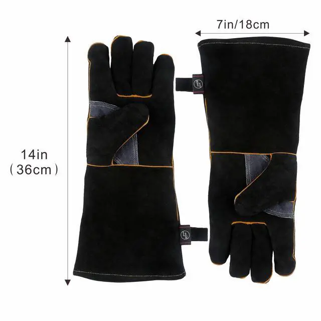 Alt view image 6 of 7 - Extreme Heat & Fire Resistant Gloves Leather with Kevlar Stitching,Mitts Perfect for Fireplace, Stove, Oven, Grill, Welding, BBQ, Mig, Pot Holder, Animal Handling