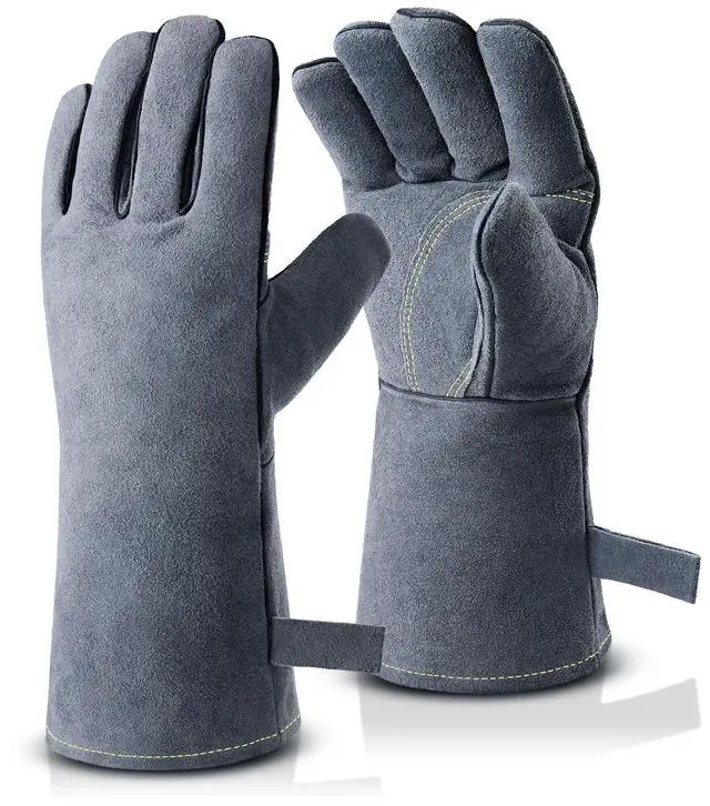Main image of Welding Gloves: Upgraded Thicker 932°F Heat Resistant, Gray, 14 Inch