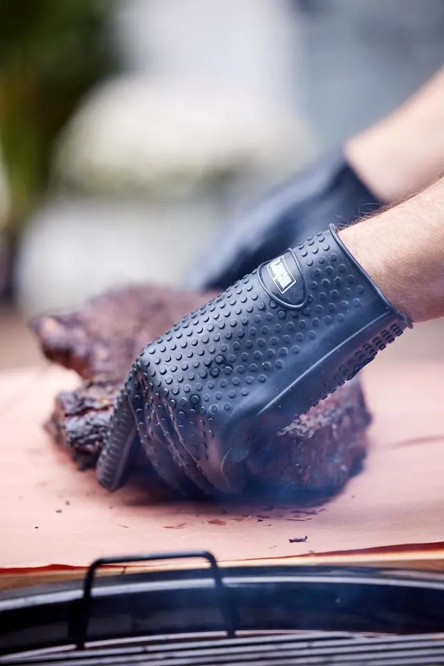 Alt view image 3 of 5 - Silicone Grilling Gloves, Black Reusable FDACompliant HeatResistant Gloves (Up to 400°F / 204° C), Durable Grill Accessory
