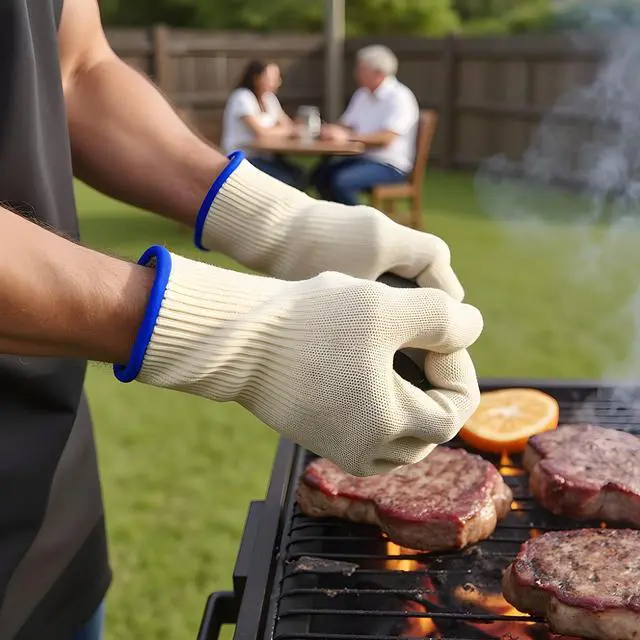 Alt view image 3 of 6 - Heat Resistant Oven Gloves, for BBQ, Fireplace,and Grilling. Commercial Grade, Large, Sold by 1 Piece