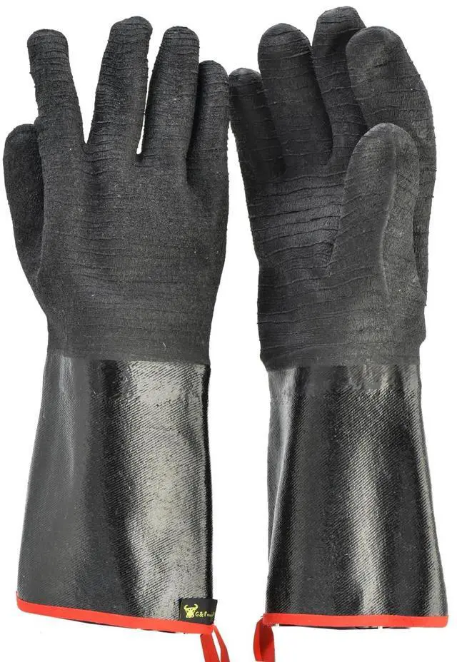 Main image of Leather BBQ Gloves, Heat & Fire Resistant, Suede Palm, Puncture & Cut Resistant, Cotton Lining, Ideal for Grilling, Animal Handling, Gardening, Thorn Pruning, Fire Pit & Outdoor Work