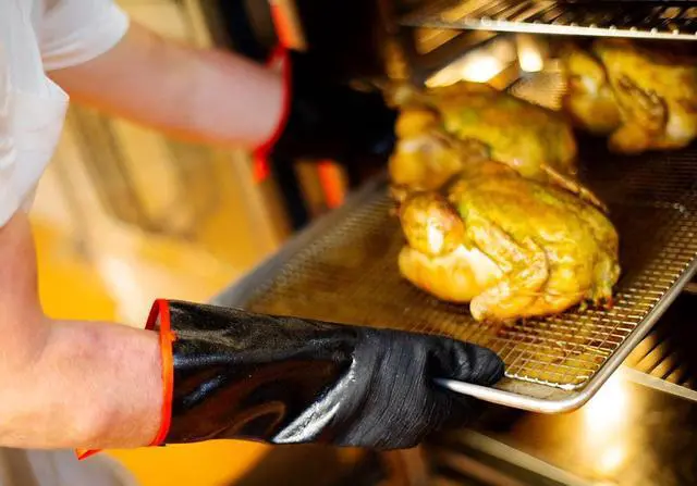 Alt view image 6 of 6 - Leather BBQ Gloves, Heat & Fire Resistant, Suede Palm, Puncture & Cut Resistant, Cotton Lining, Ideal for Grilling, Animal Handling, Gardening, Thorn Pruning, Fire Pit & Outdoor Work