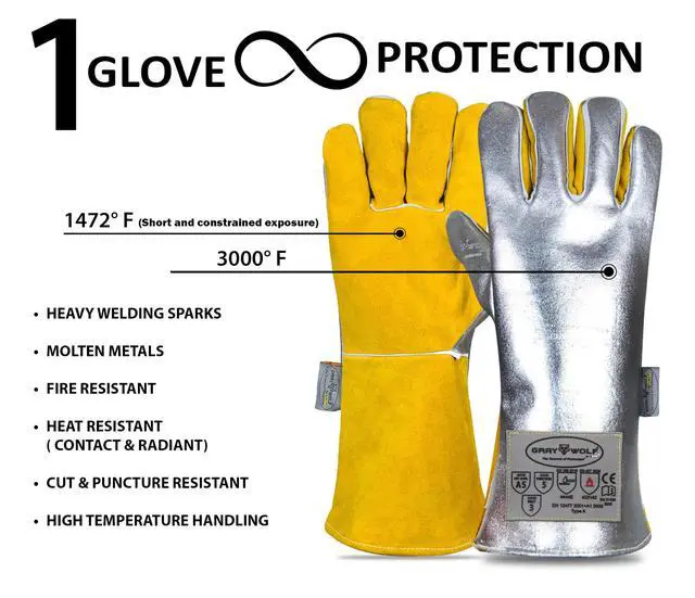 Alt view image 2 of 7 - Kevlar Aluminized Heat Resistant Welding Glove/Large/1472°F Fire GlovesKevlar GlovesHigh Heat Foundry glove