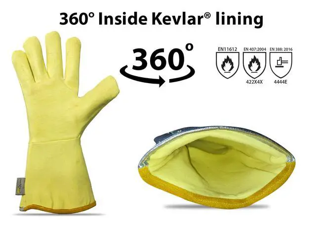 Alt view image 6 of 7 - Kevlar Aluminized Heat Resistant Welding Glove/Large/1472°F Fire GlovesKevlar GlovesHigh Heat Foundry glove