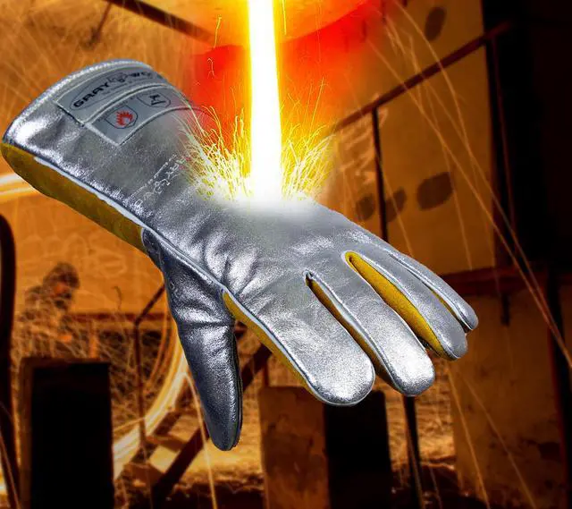 Alt view image 7 of 7 - Kevlar Aluminized Heat Resistant Welding Glove/Large/1472°F Fire GlovesKevlar GlovesHigh Heat Foundry glove