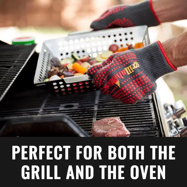 Alt view image 7 of 7 - Barbecue Gloves, Top Cooking Gloves in Barbeque Grilling Accessories, 660°F Heat Resistant with ThermoMatrix Silicone, Protect Your Hands with BBQ Oven Mitts