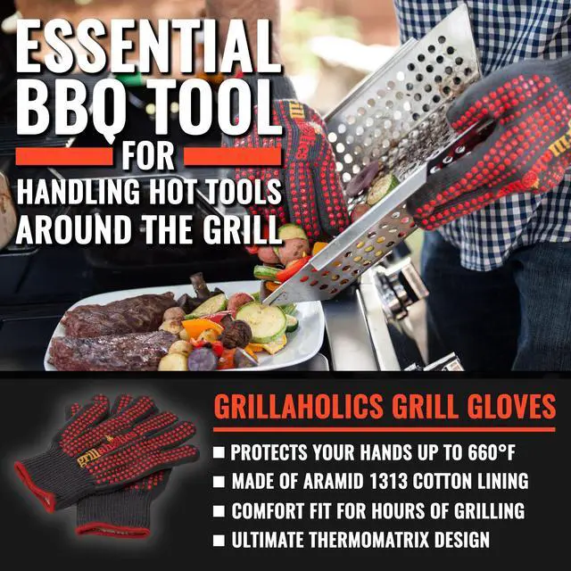 Alt view image 2 of 7 - Barbecue Gloves, Top Cooking Gloves in Barbeque Grilling Accessories, 660°F Heat Resistant with ThermoMatrix Silicone, Protect Your Hands with BBQ Oven Mitts