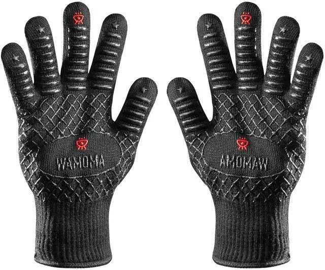 Main image of Small Heat Resistant Grilling Gloves for Women - Heat & Fire Proof Gloves for BBQ with Silicone & Cotton Lining | Barbeque, Kitchen, Baking, Oven Gloves for Meat Handling