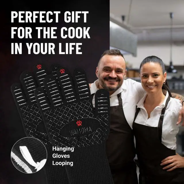 Alt view image 5 of 7 - Small Heat Resistant Grilling Gloves for Women - Heat & Fire Proof Gloves for BBQ with Silicone & Cotton Lining | Barbeque, Kitchen, Baking, Oven Gloves for Meat Handling