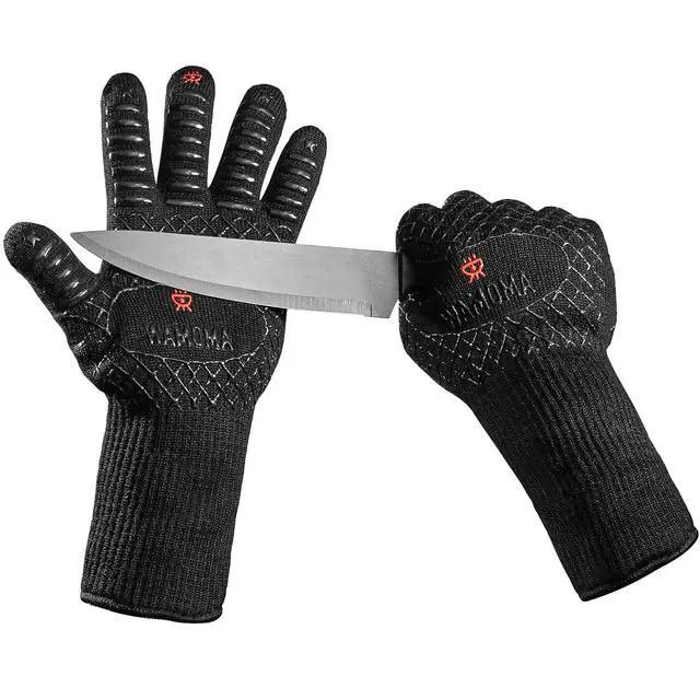 Alt view image 7 of 7 - Small Heat Resistant Grilling Gloves for Women - Heat & Fire Proof Gloves for BBQ with Silicone & Cotton Lining | Barbeque, Kitchen, Baking, Oven Gloves for Meat Handling