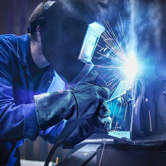 Alt view image 3 of 7 - Welding Gloves 16 Inch, EN407 Certified Heat/Fire Resistant to 932°F, Leather Gauntlet for MIG TIG Stick Welding, BBQ and Forge, Black-gray