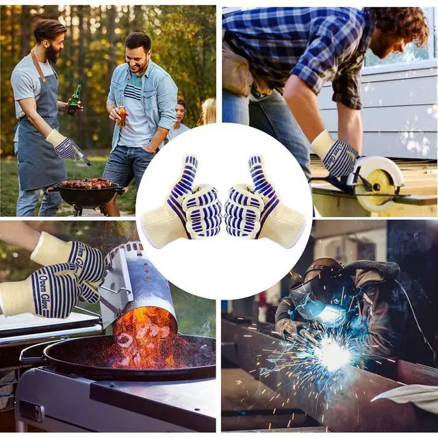 Alt view image 7 of 7 - Oven Gloves, Heat Resistant 540 Degrees Grilling Gloves, Hot Surface Handler Non-Slip Silicone Oven Mitts with Fingers, BBQ Gloves for Cooking/Kitchen/Baking, Pack of 2