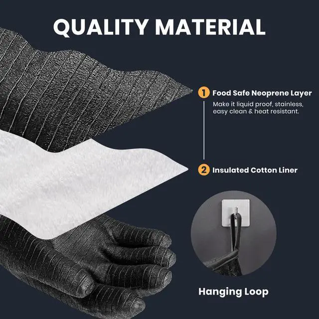Alt view image 4 of 7 - 18-Inch Heat Resistant BBQ Gloves 932°F Waterproof Long Sleeve Cooking Gloves, Non-Slip Silicone Grip Grill Gloves for Grilling, Smoker, Oven, and Kitchen Use