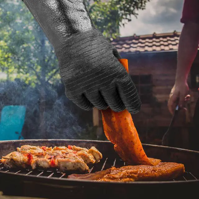 Alt view image 7 of 7 - 18-Inch Heat Resistant BBQ Gloves 932°F Waterproof Long Sleeve Cooking Gloves, Non-Slip Silicone Grip Grill Gloves for Grilling, Smoker, Oven, and Kitchen Use