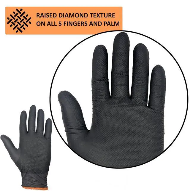 Alt view image 3 of 7 - Black Disposable BBQ Gloves Kit - 50 Heavy Duty Full Textured Grip and 2 Heat Resistant Reusable Glove Liners for BBQ, Grilling, Meat Gloves for Pulling Meat