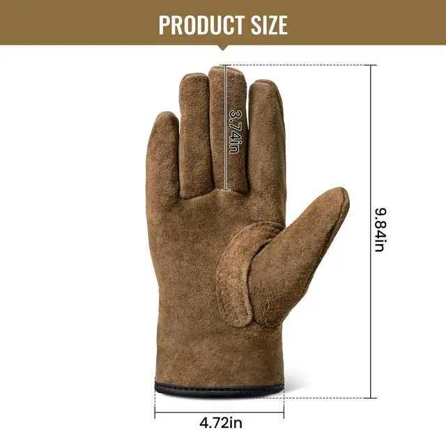 Alt view image 3 of 7 - Welding Gloves,Fireproof Leather Work Gloves for Men/Women - Forge, BBQ, Camping, Wood Stove,Heat-Resistant Cowhide, Comfort Lined
