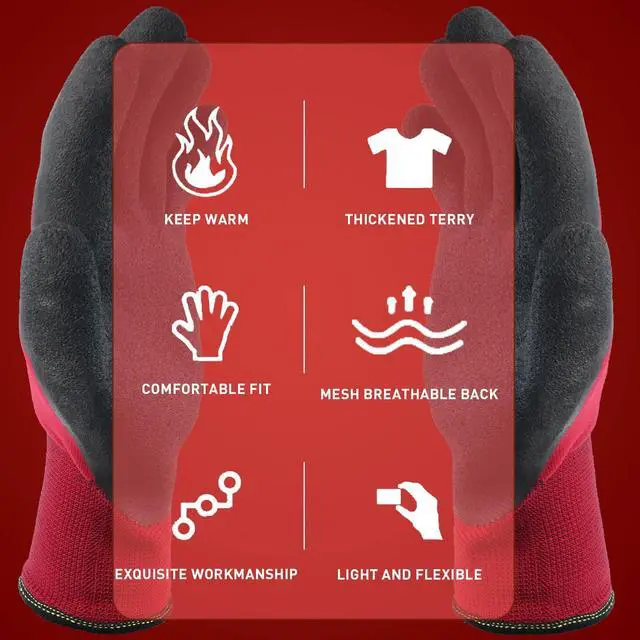 Alt view image 3 of 7 - 2 Pairs Winter Work Gloves for Men and Women, Freezer Gloves for Work Below Zero, Thermal Insulated, Super Grip (L)