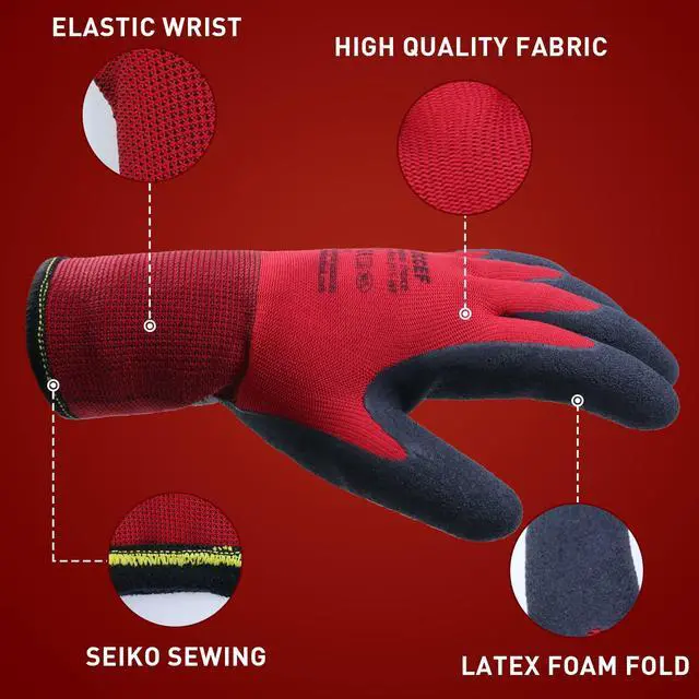 Alt view image 2 of 7 - 2 Pairs Winter Work Gloves for Men and Women, Freezer Gloves for Work Below Zero, Thermal Insulated, Super Grip (L)