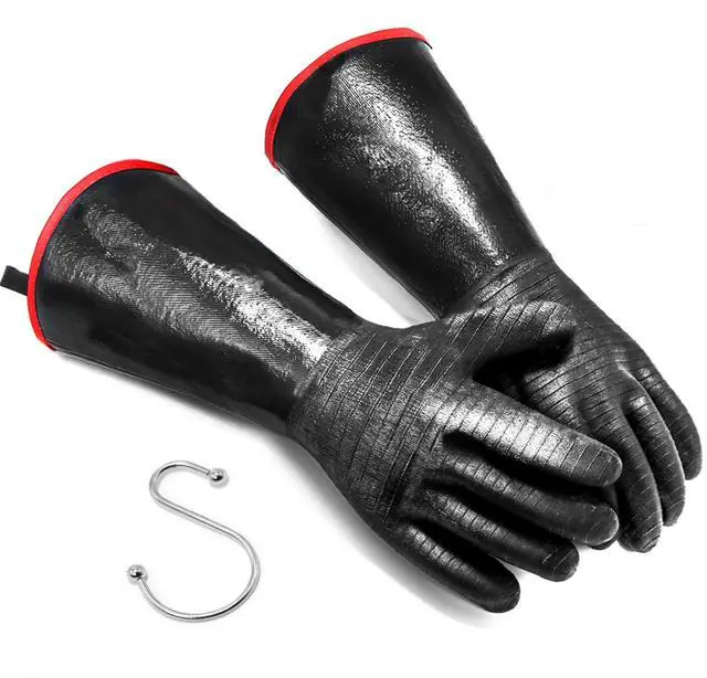 Main image of BBQ Gloves - 1472°F Thicken Heat Resistant Gloves w/S-Hook 14 in Kitchen Oven Mitts Waterproof Grill Gloves Oil Resistant Grilling Gloves Cooking Gloves for Turkey Fryer/Baking/Oven/Smoker