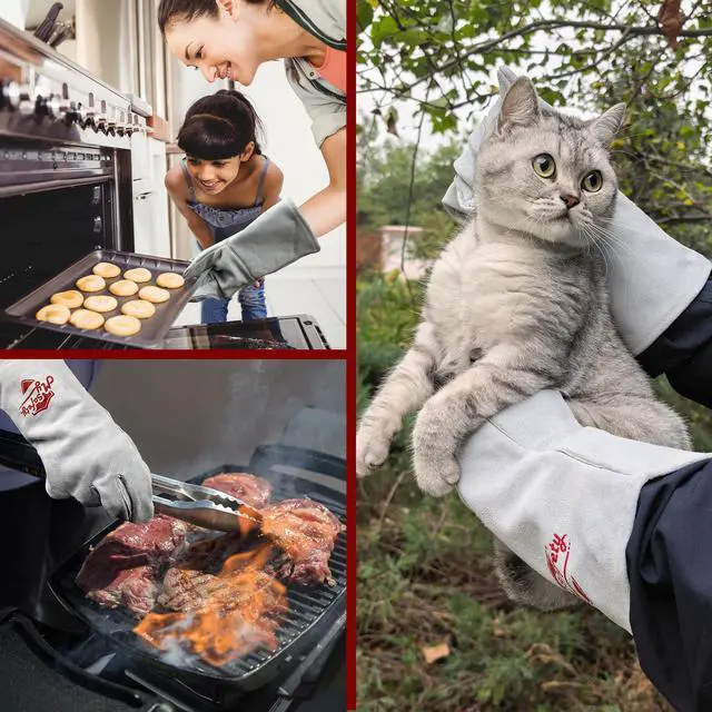 Alt view image 6 of 6 - Leather Welding Gloves for Men or Women, Fire and Heat Resistant gloves for Stick,Tig,Mig,Fireplace,BBQ,Oven,Grill,Wood Stove,Animal Handling Gloves,Bite Proof for Cat or Dogs,Welders Gifts