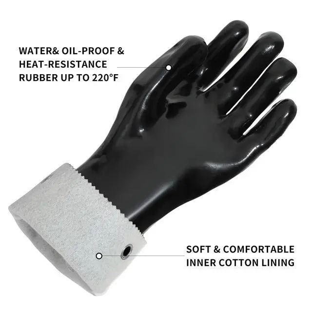 Alt view image 2 of 7 - Insulated BBQ Gloves Heat Resistant/No Stiff for Grill/Cooking/Pit,Grilling Gloves,Meat Gloves,Smoker Accessories