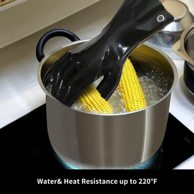 Alt view image 4 of 7 - Insulated BBQ Gloves Heat Resistant/No Stiff for Grill/Cooking/Pit,Grilling Gloves,Meat Gloves,Smoker Accessories