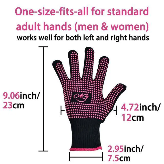 Alt view image 4 of 7 - 2 Pcs Heat Resistant Gloves with Silicone Bumps for Hot Hair Styling, Professional Heat Proof Glove Suitable for Flat Iron Hair Straightener, Curling Wand and Thermal Brush, Pink