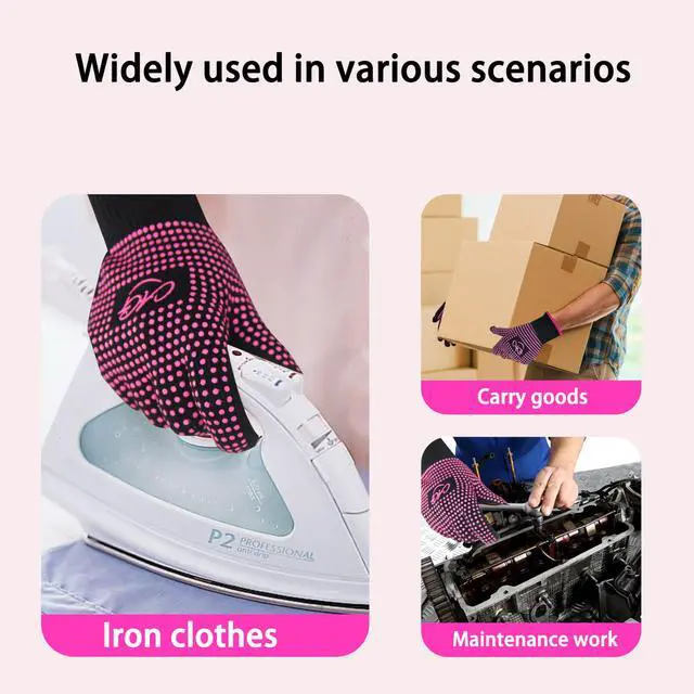 Alt view image 7 of 7 - 2 Pcs Heat Resistant Gloves with Silicone Bumps for Hot Hair Styling, Professional Heat Proof Glove Suitable for Flat Iron Hair Straightener, Curling Wand and Thermal Brush, Pink