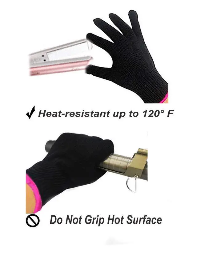 Alt view image 3 of 5 - Heat Resistant Glove for Hair Styling, Curling Iron, Flat Iron and Curling Wand, Black, Pink Edge, 1 Piece