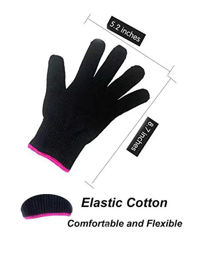 Alt view image 4 of 5 - Heat Resistant Glove for Hair Styling, Curling Iron, Flat Iron and Curling Wand, Black, Pink Edge, 1 Piece