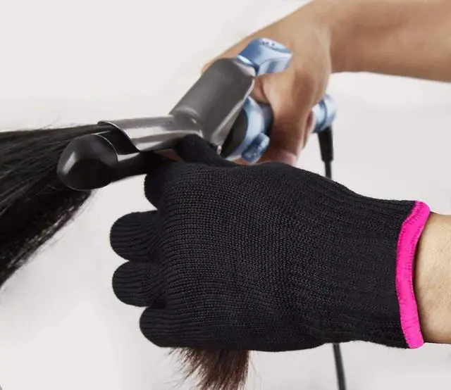 Alt view image 5 of 5 - Heat Resistant Glove for Hair Styling, Curling Iron, Flat Iron and Curling Wand, Black, Pink Edge, 1 Piece