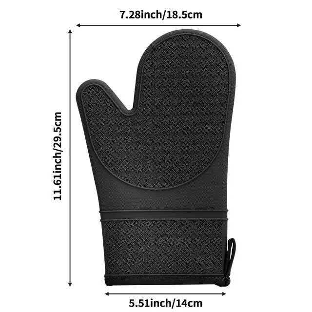 Alt view image 2 of 7 - Silicone Oven Mitts, Heat Resistant 500F Kitchen Mitts 2PCS, 11.6" BPA-Free Soft Baking Gloves, Non-Slip Grip Oven Gloves with Soft Cotton Lining for Kitchen Cooking Baking BBQ - Black