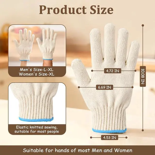 Alt view image 2 of 7 - Heat Resistant Gloves - 932°F Oven Gloves, Cut-Resistant Grill Gloves, Cooking Gloves for BBQ, Grilling, Baking, Cutting, Welding, Smoker Fireplace, 1 Pair (2 Pieces Set), White