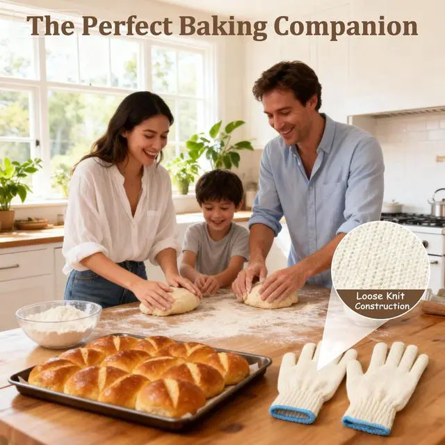 Alt view image 7 of 7 - Heat Resistant Gloves - 932°F Oven Gloves, Cut-Resistant Grill Gloves, Cooking Gloves for BBQ, Grilling, Baking, Cutting, Welding, Smoker Fireplace, 1 Pair (2 Pieces Set), White
