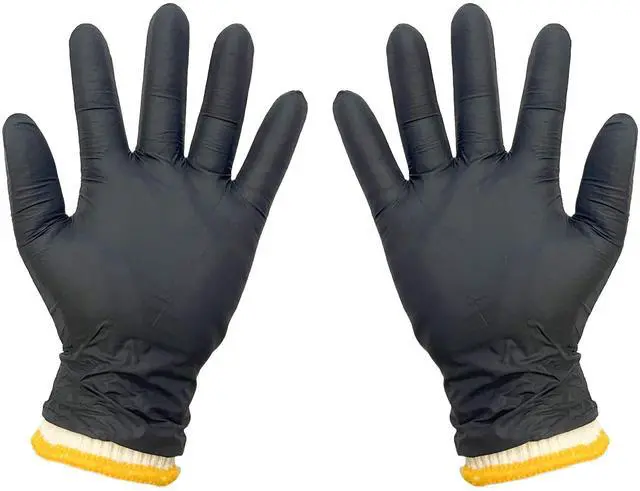 Main image of BBQ Gloves Disposable Heat Resistant - 4 Reusable Cotton Liners & 100 Nitrile Gloves for Barbecue Smoker, Grilling, Cooking Hot Meat, Food Prep - 5Mil, Non-Slip Grip, Black Large