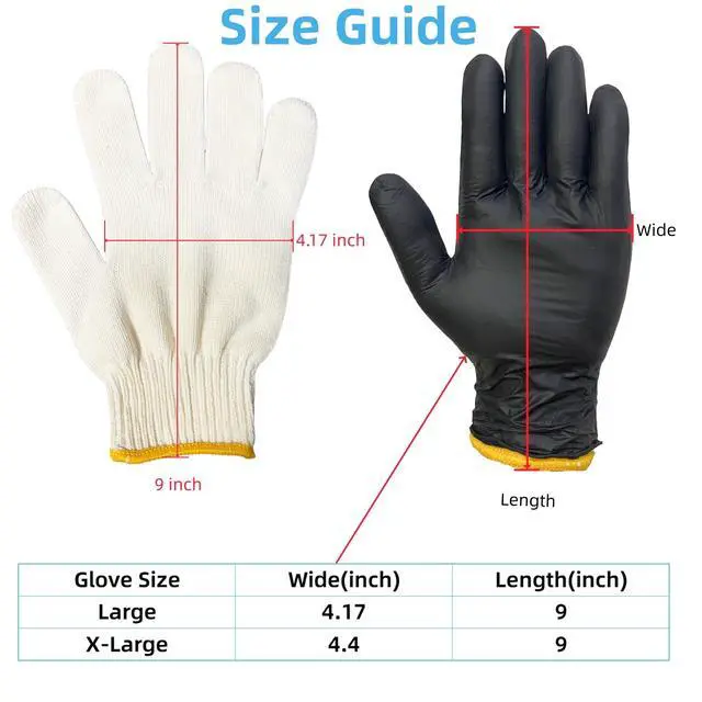 Alt view image 3 of 7 - BBQ Gloves Disposable Heat Resistant - 4 Reusable Cotton Liners & 100 Nitrile Gloves for Barbecue Smoker, Grilling, Cooking Hot Meat, Food Prep - 5Mil, Non-Slip Grip, Black Large