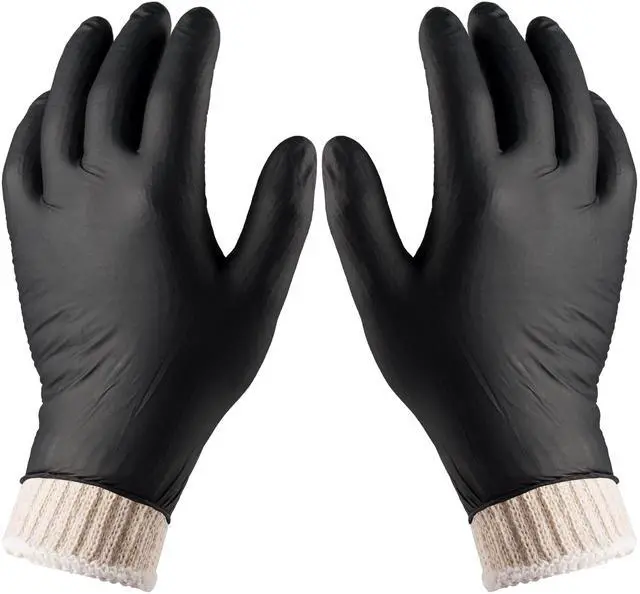 Main image of BBQ Gloves - Disposable with 4 Cotton Liners and 100 Black Nitrile Gloves - Machine Washable, Powder Free, Latex Free