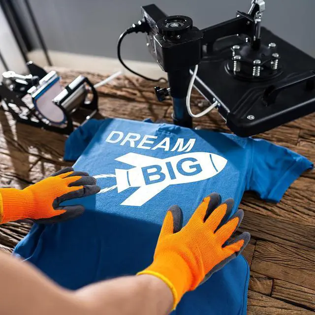Alt view image 5 of 7 - 3 Pairs Heat Resistant Gloves Heat Press Gloves for Transfer Printing 3D Vacuum Transfer Machine Work, Orange and Black