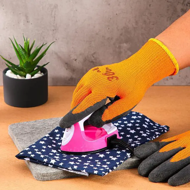 Alt view image 7 of 7 - 3 Pairs Heat Resistant Gloves Heat Press Gloves for Transfer Printing 3D Vacuum Transfer Machine Work, Orange and Black