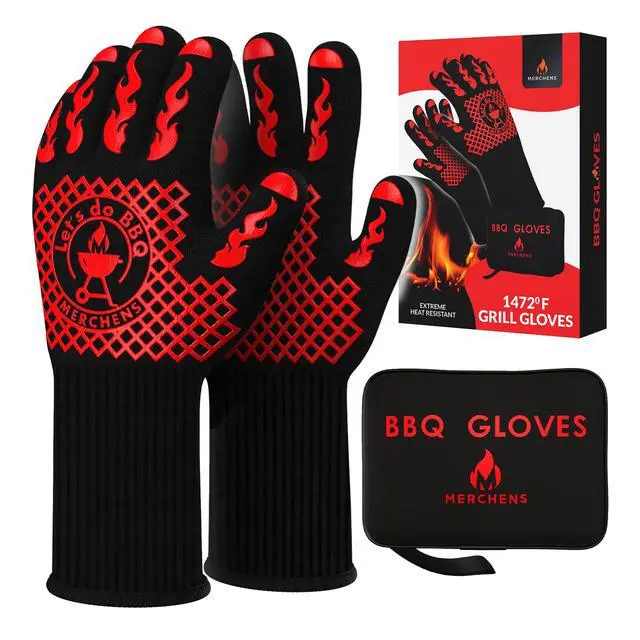 Main image of BBQ Grill & Oven Gloves 1472°F Heat Resistant | Storage Case & Gift Box