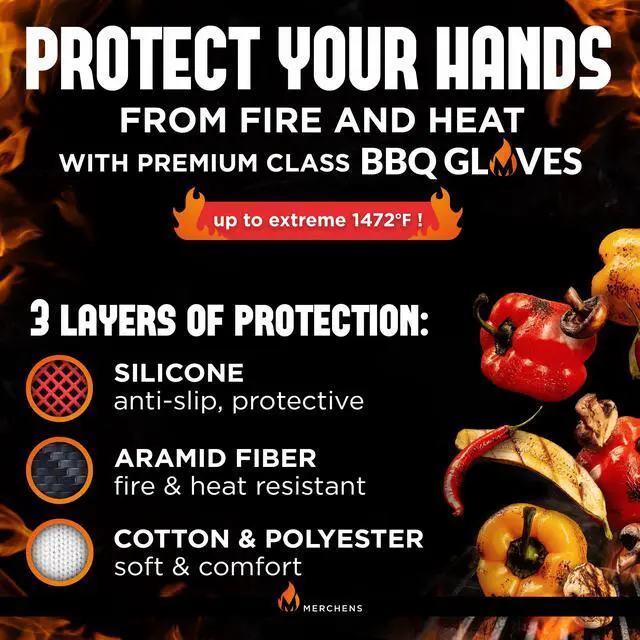 Alt view image 3 of 7 - BBQ Grill & Oven Gloves 1472°F Heat Resistant | Storage Case & Gift Box