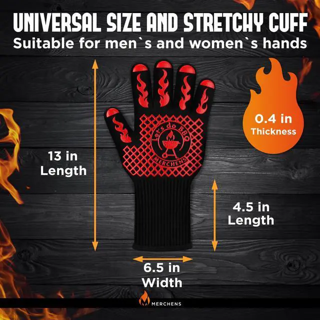 Alt view image 4 of 7 - BBQ Grill & Oven Gloves 1472°F Heat Resistant | Storage Case & Gift Box
