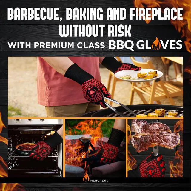 Alt view image 6 of 7 - BBQ Grill & Oven Gloves 1472°F Heat Resistant | Storage Case & Gift Box