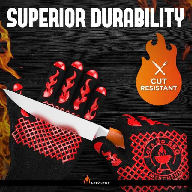 Alt view image 7 of 7 - BBQ Grill & Oven Gloves 1472°F Heat Resistant | Storage Case & Gift Box