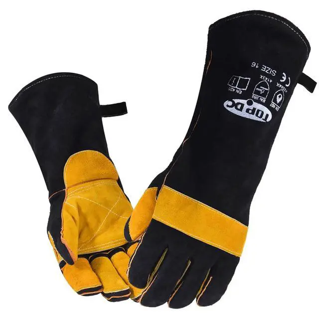 Main image of Welding Gloves 16 Inches 932 Fire/Heat Resistant Leather Welding Gloves For Mig, Tig, Stick, Forge, BBQ, Grill, Fireplace, Wood Stove, Furnace, Oven, Animal Handling for Safe, Loving Pet Care