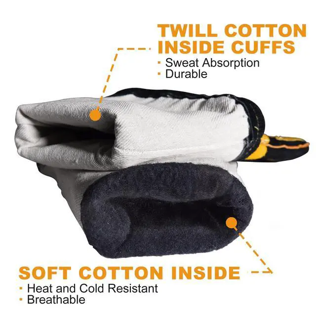 Alt view image 7 of 7 - Welding Gloves 16 Inches 932 Fire/Heat Resistant Leather Welding Gloves For Mig, Tig, Stick, Forge, BBQ, Grill, Fireplace, Wood Stove, Furnace, Oven, Animal Handling for Safe, Loving Pet Care